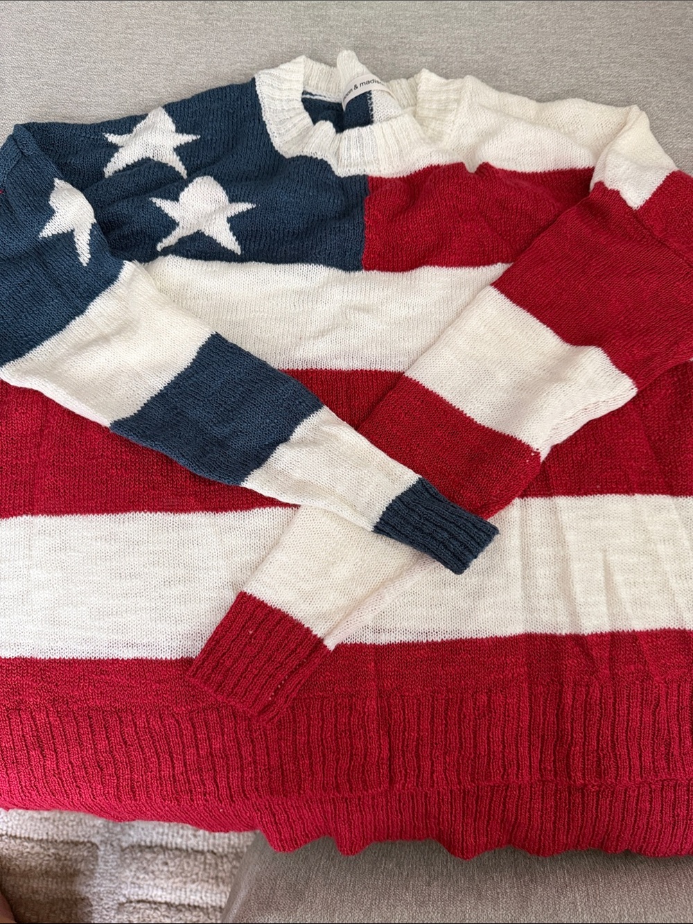 Classic Red, White & Blue Striped Women’s Sweater